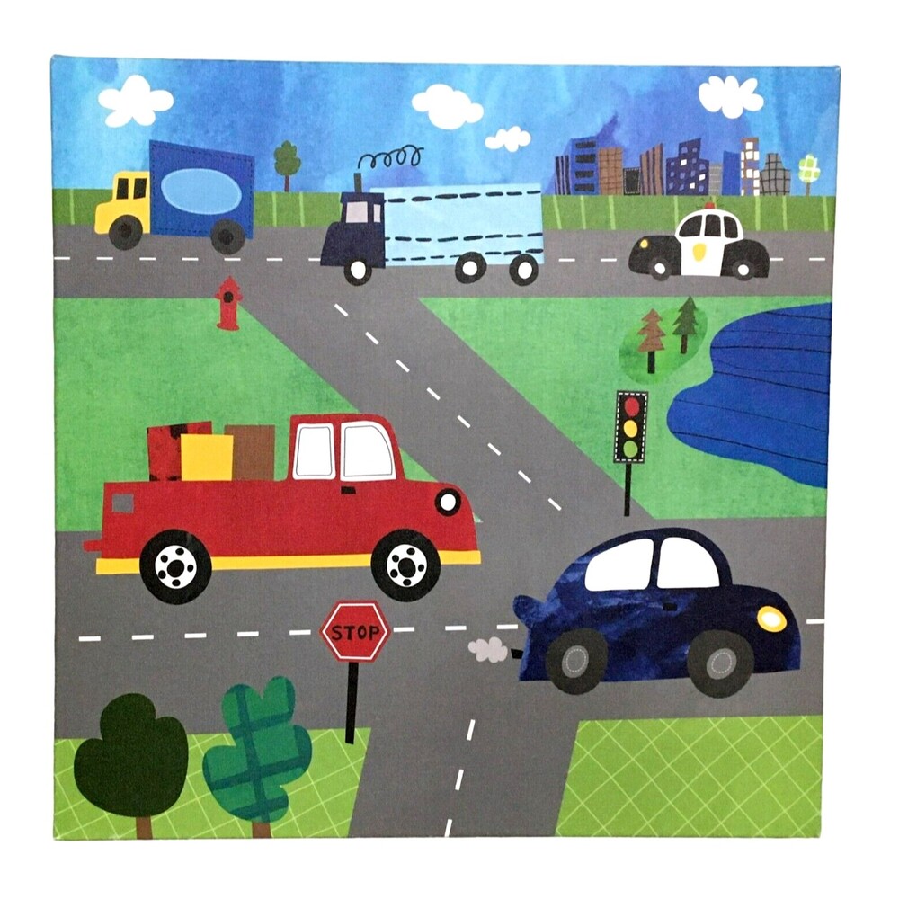 Oopsy Daisy Fine Art Canvas Print Transportation Busy Roads Cars Trucks Kids Boy